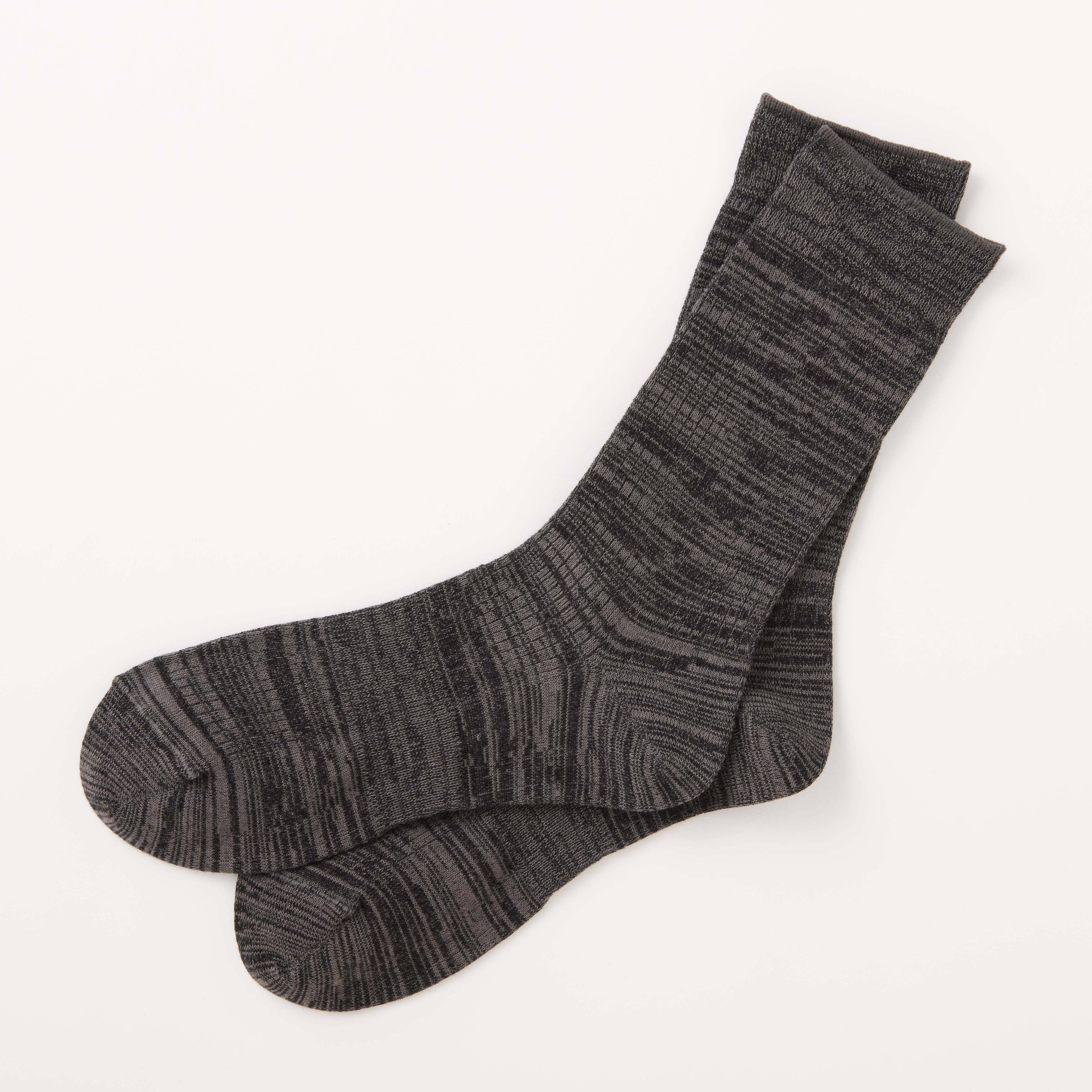 【竹布】TAKEFU 先丸リブソックス、墨流し(すみながし/ブラック系)、25〜27cm（# 7042）1,500 円