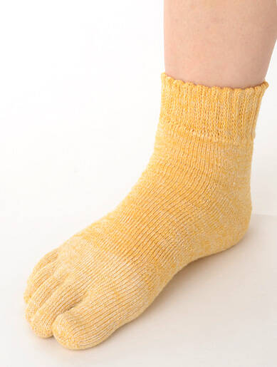 【竹布】 TAKEFU 裏パイル５本指ソックス（男女兼用）、22〜24cm、イエロー（# 8440）1,900 円