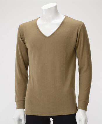 【竹布】 TAKEFU 癒布(ゆふ)  長袖Vネック・メンズ、ブラウン、M〜L(フリーサイズ)（# 8444）6,000 円