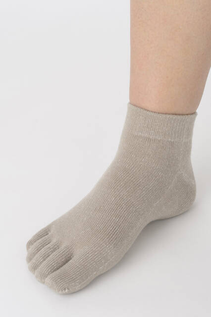 【竹布】 TAKEFU 5本指ショートソックス（男女兼用）、22〜24cm、ウォームグレー（# 8472）1,200 円