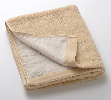 【竹布】 TAKEFU フェイスタオル（パイル）、35x88cm、ベージュ(裏面はホワイトのパイルで、リバーシブル仕様です)（# 8494）1,500 円
