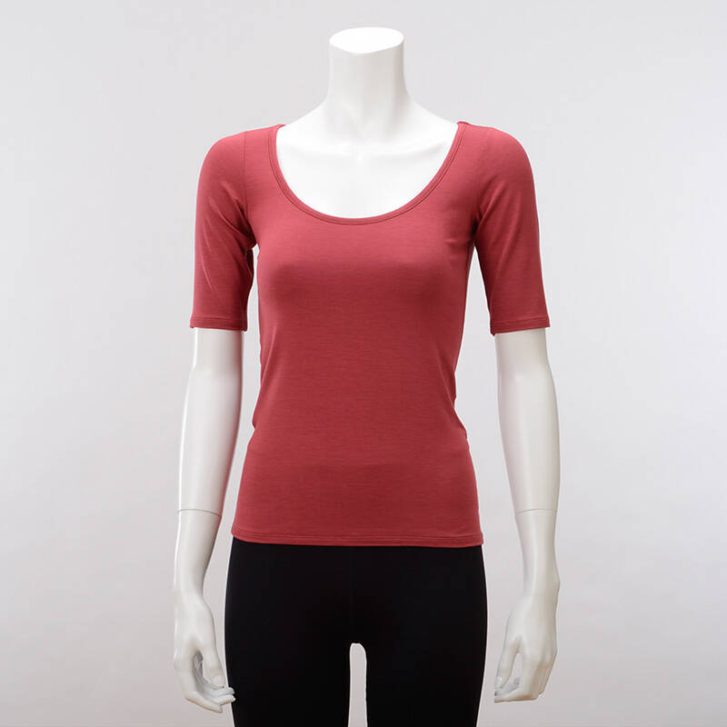 【竹布】 TAKEFU 五分袖インナー・レディース、ワイン、S（# 8610）4,000 円