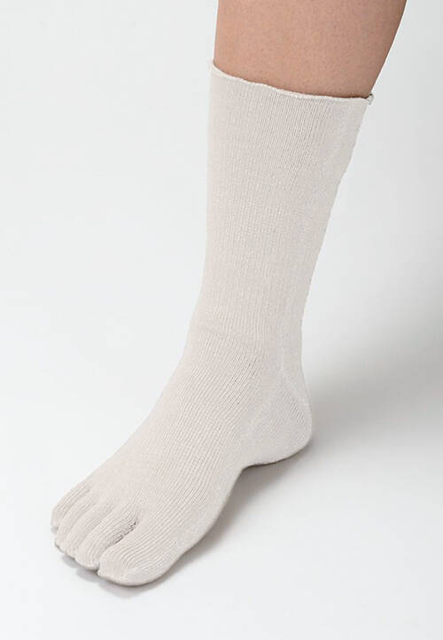 【竹布】 TAKEFU 5本指ソックス（男女兼用）、22〜24cm、オフホワイト（# 8618）1,300 円