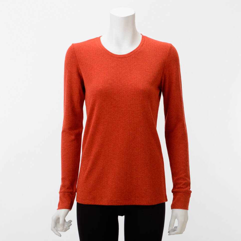 【竹布】 TAKEFU 癒布（ゆふ）竹の長袖ラウンドネック・レディース、紅樺（べにかば）、M〜L（# 8637）7,000 円