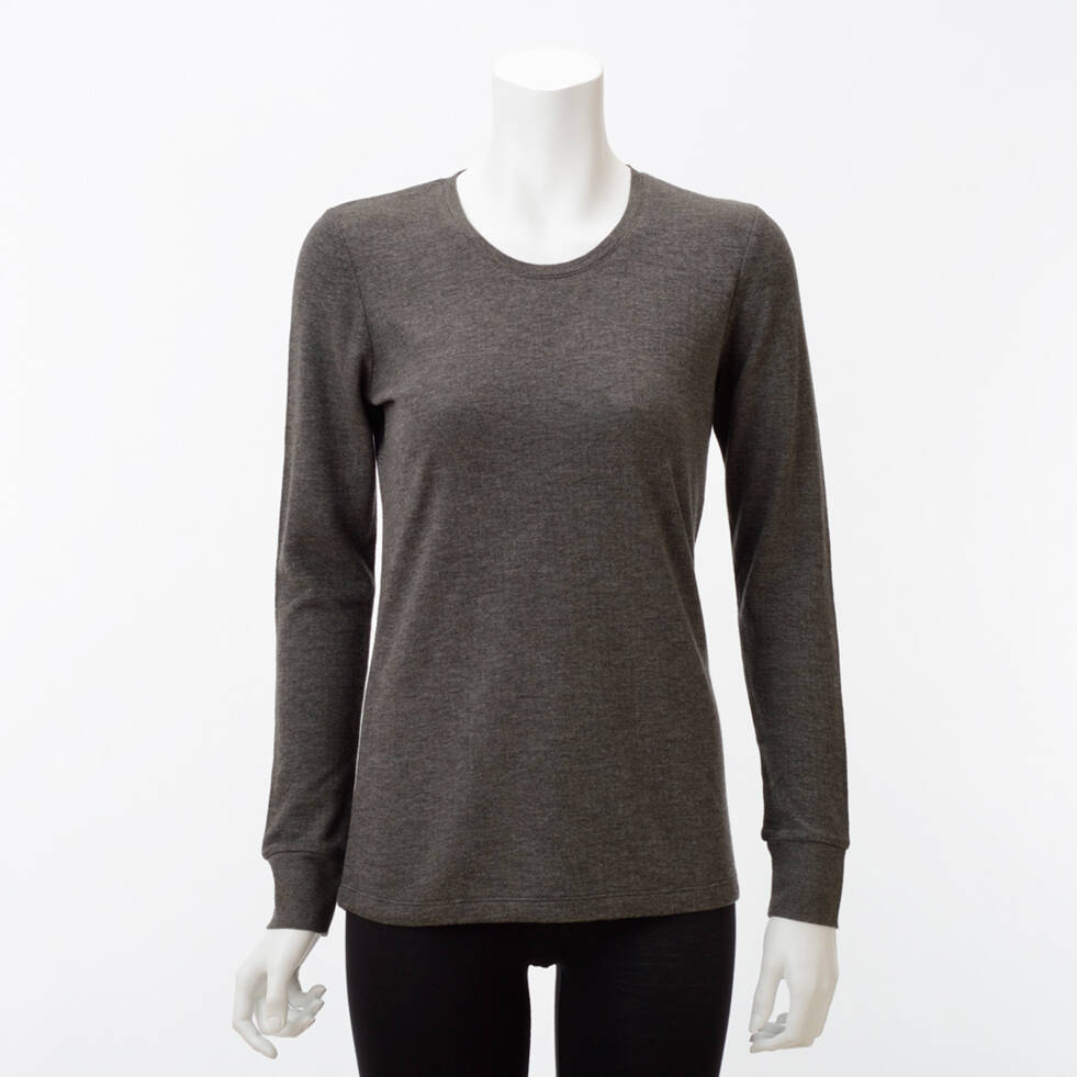 【竹布】 TAKEFU 癒布（ゆふ）竹の長袖ラウンドネック・レディース、煤竹（すすたけ）、M〜L（# 8638）7,000 円