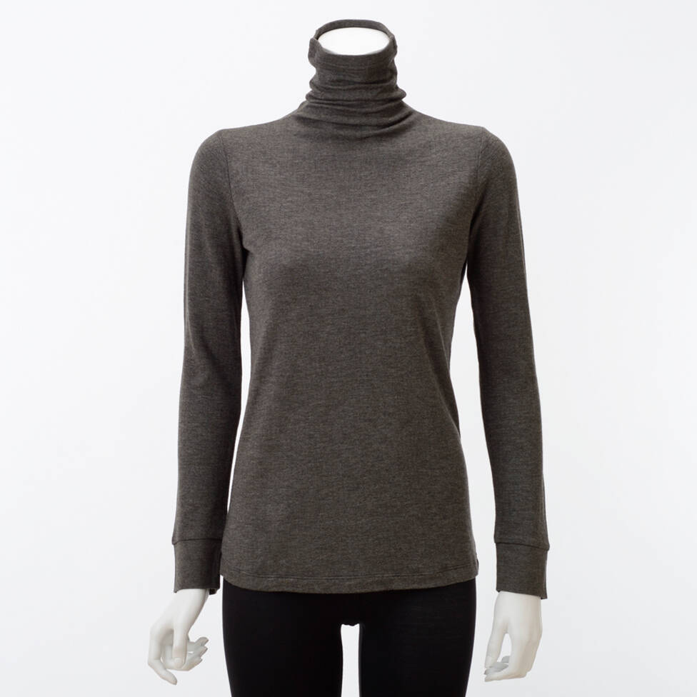 【竹布】 TAKEFU 癒布（ゆふ）竹の長袖ボトルネック・レディース、煤竹（すすたけ）、M〜L（# 8641）7,500 円