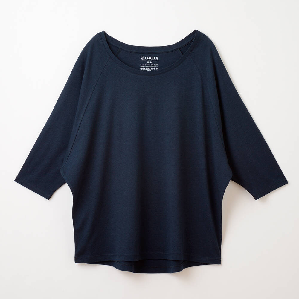 【竹布】 TAKEFU ドルマン七分袖Tシャツ・レディース、ネイビー、M〜L（# 8659）5,400 円