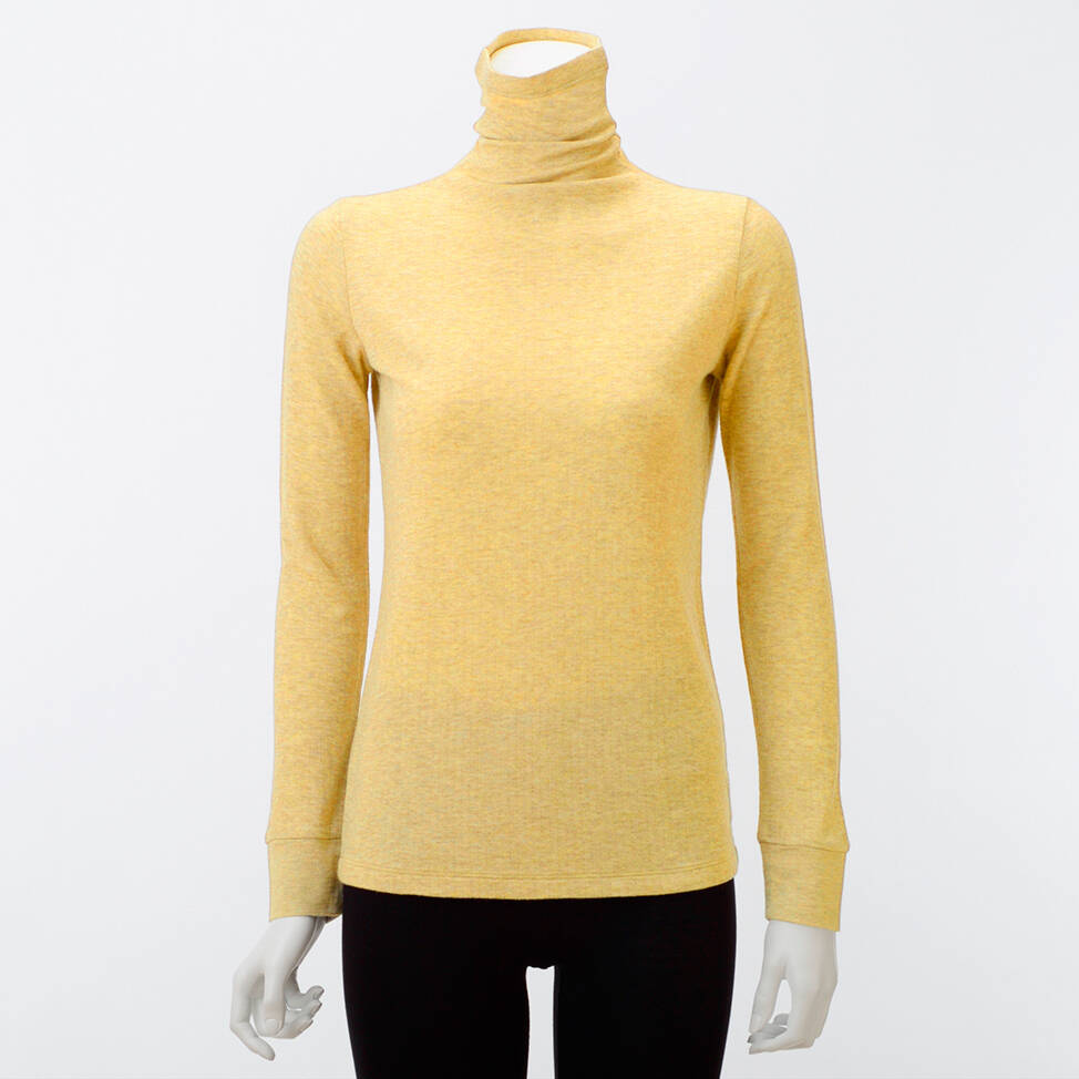 【竹布】 TAKEFU 癒布（ゆふ）竹の長袖ボトルネック・レディース、淡黄（たんこう）、M〜L（# 8701）7,500 円