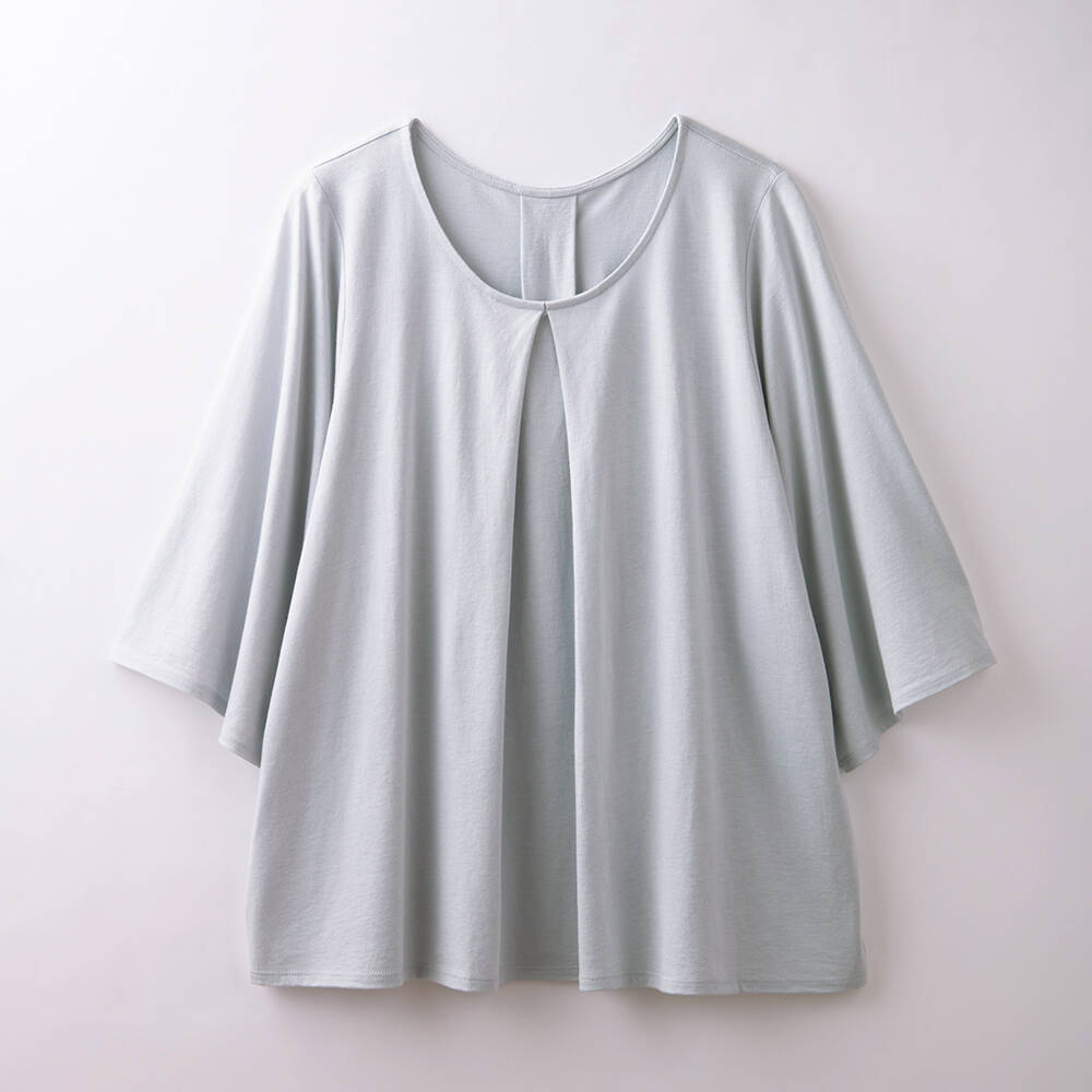 【竹布】 TAKEFU タックフレアーTシャツ、ブルーパール、フリーサイズ（# 8714）4,800 円