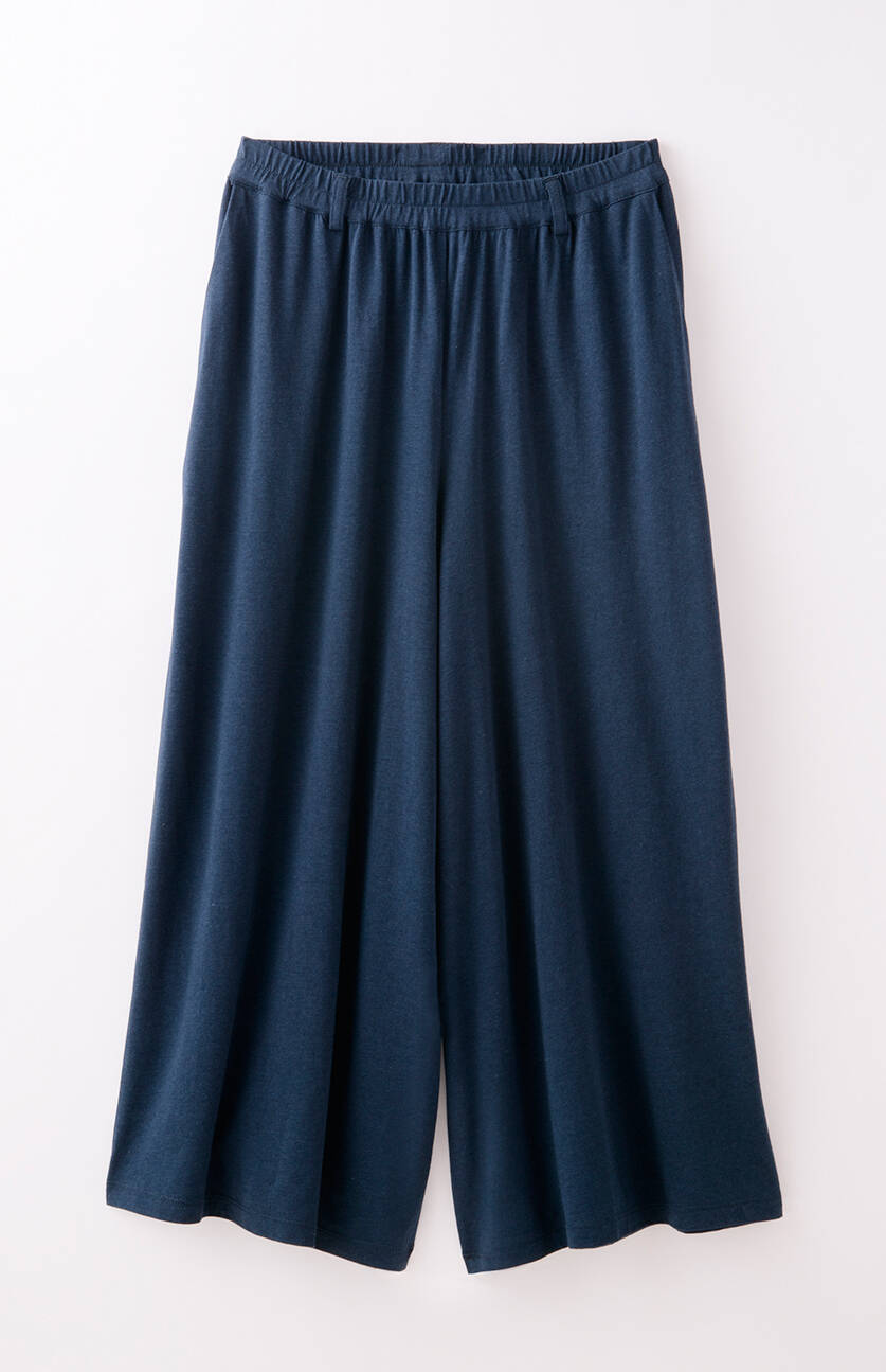 【竹布】 TAKEFUフレアーパンツ、ネイビーフルー、フリーサイズ（# 8741）7,000 円