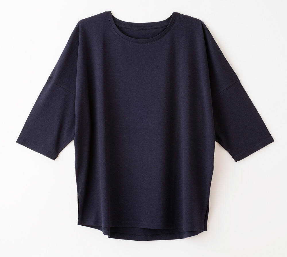 【竹布】 TAKEFU ドルマンスリーブTシャツ・レディース、ダークネイビー、M〜L（# 8819）5,500 円