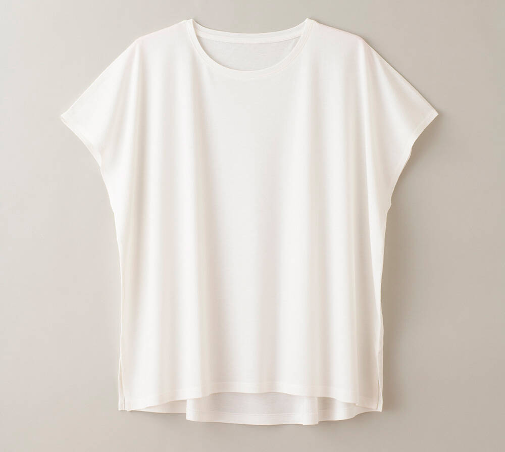 【竹布】 TAKEFU スクエアフレンチTシャツ・レディース、オフホワイト、M〜L（# 8823）4,700 円