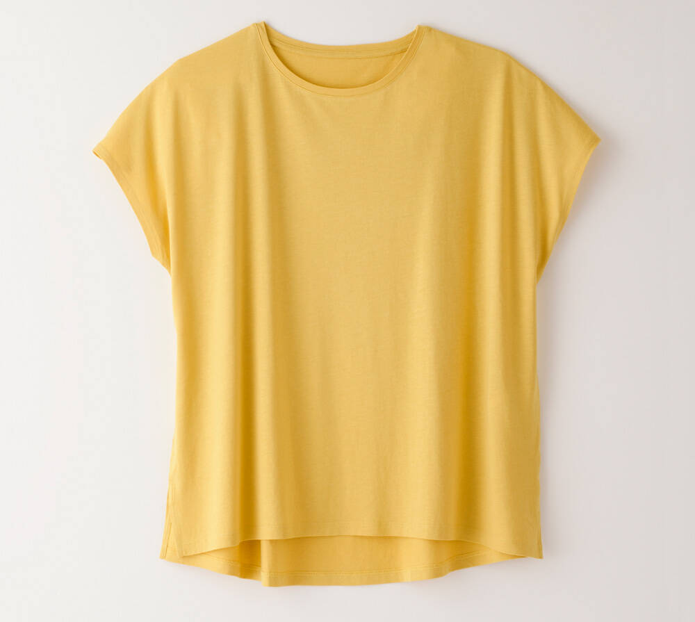 【竹布】 TAKEFU スクエアフレンチTシャツ・レディース、カナリアイエロー、M〜L（# 8866）4,700 円