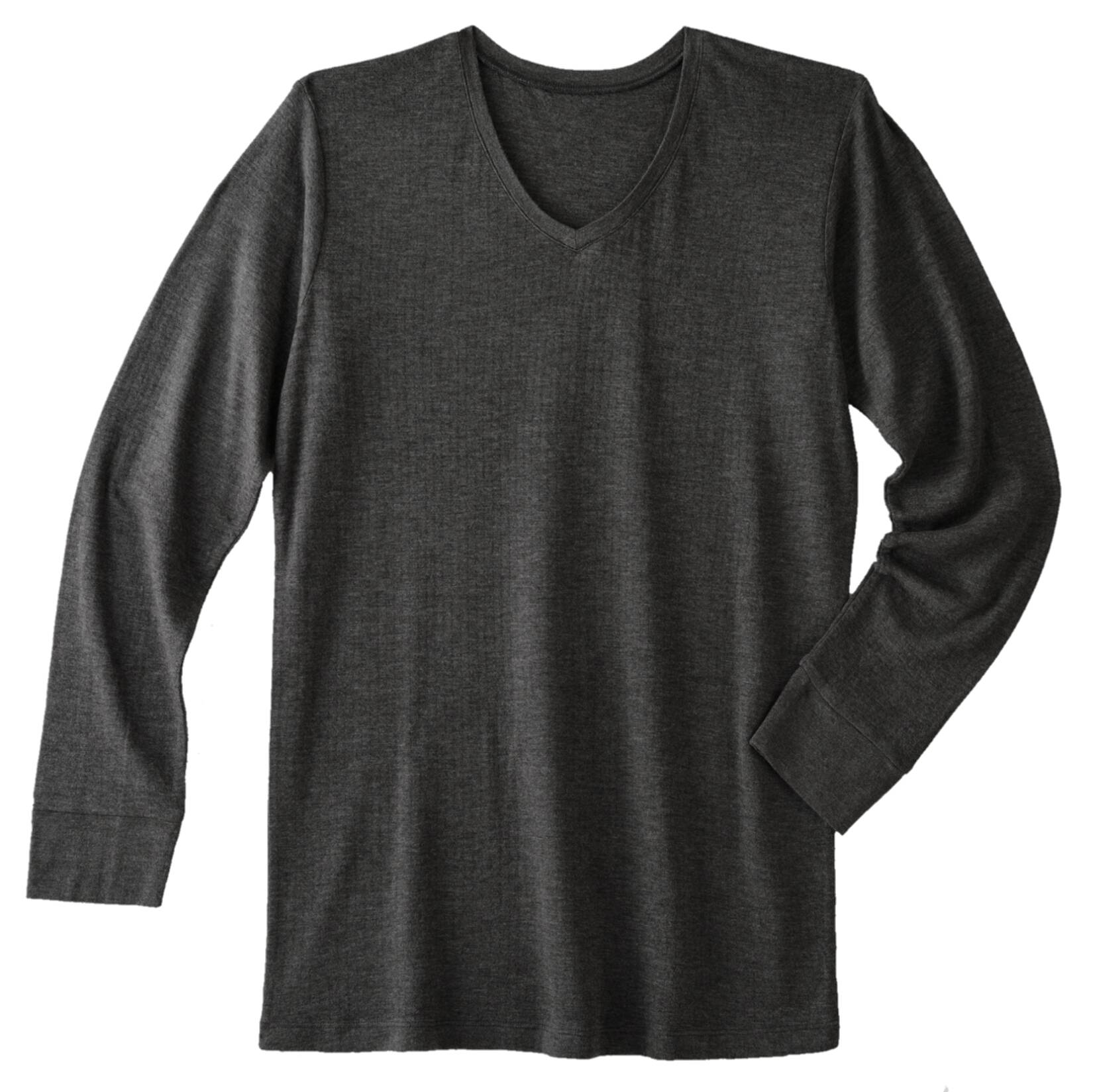 【竹布】 TAKEFU 癒布(ゆふ)  長袖Vネック（Mens）、深煤竹（みばいちく）、M〜L（# 8913）8,500 円