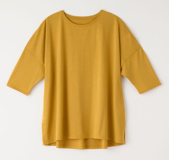 【竹布】 TAKEFU ドロップショルダーTシャツ・レディース、ゴールド、M~L(身丈:前約62cm、後約67cm、身巾:約60cm) 【竹布】 TAKEFU ドロップショルダーTシャツ・レディース、ゴールド、M~L(身丈:前約62cm、後約67cm、身巾:約60cm)