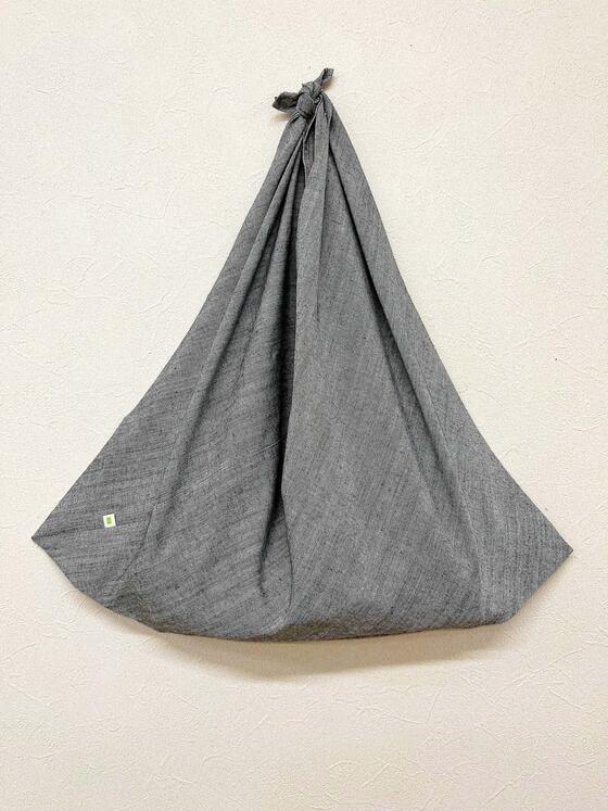 【竹布】TAKEFU 和晒 あづま袋、福彩(ふくさい/ブラック）、52×52cm(袋部分:約25×52cm)